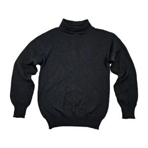 Vtg 70s 100% Wool Mock Neck Knit Sweater Jumper Mens L Knit Military Made In USA